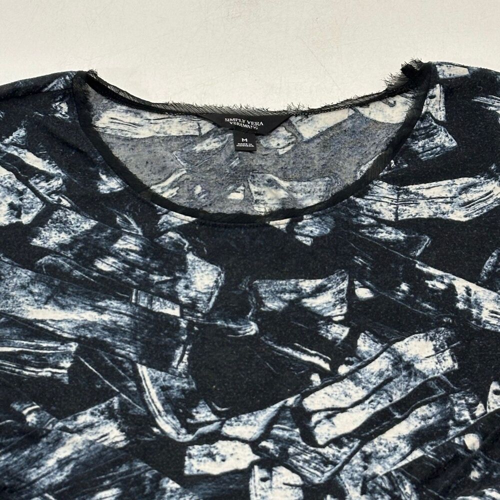 Simply‎ Vera Vera Wang Women's Black White Abstract Layered Top, Size M